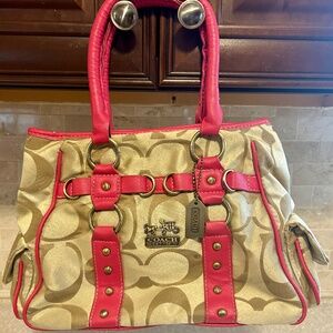 Coach leather and cloth purse